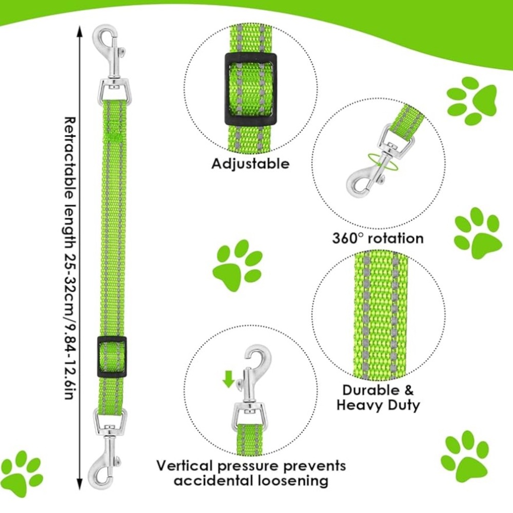NWT Green Reflective Adjustable Nylon Dog Safety Collar Clip